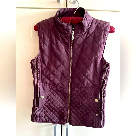 Renuar Women's  Quilted Warm  Coat/ Jacket Red Velvet / fur Burgundy Size S - Picture 1 of 6